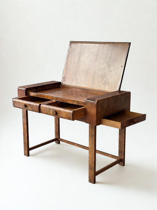French Art Deco Desk in Burlwood
