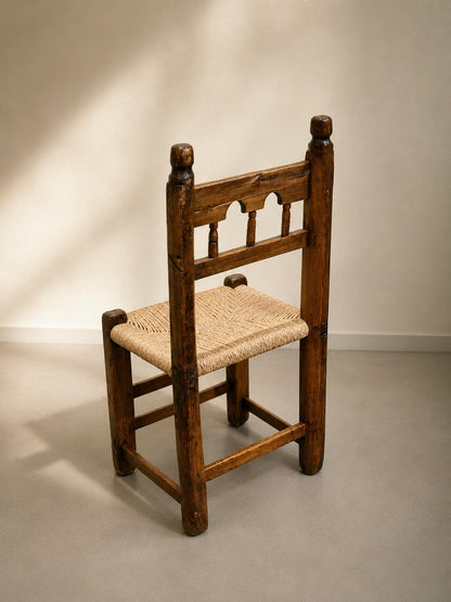 Set of 8 Brutalist Hand Carved Dining Chairs, Spain