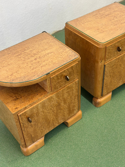 Art Deco Bird’s-Eye Maple Nightstands, France, 1930s