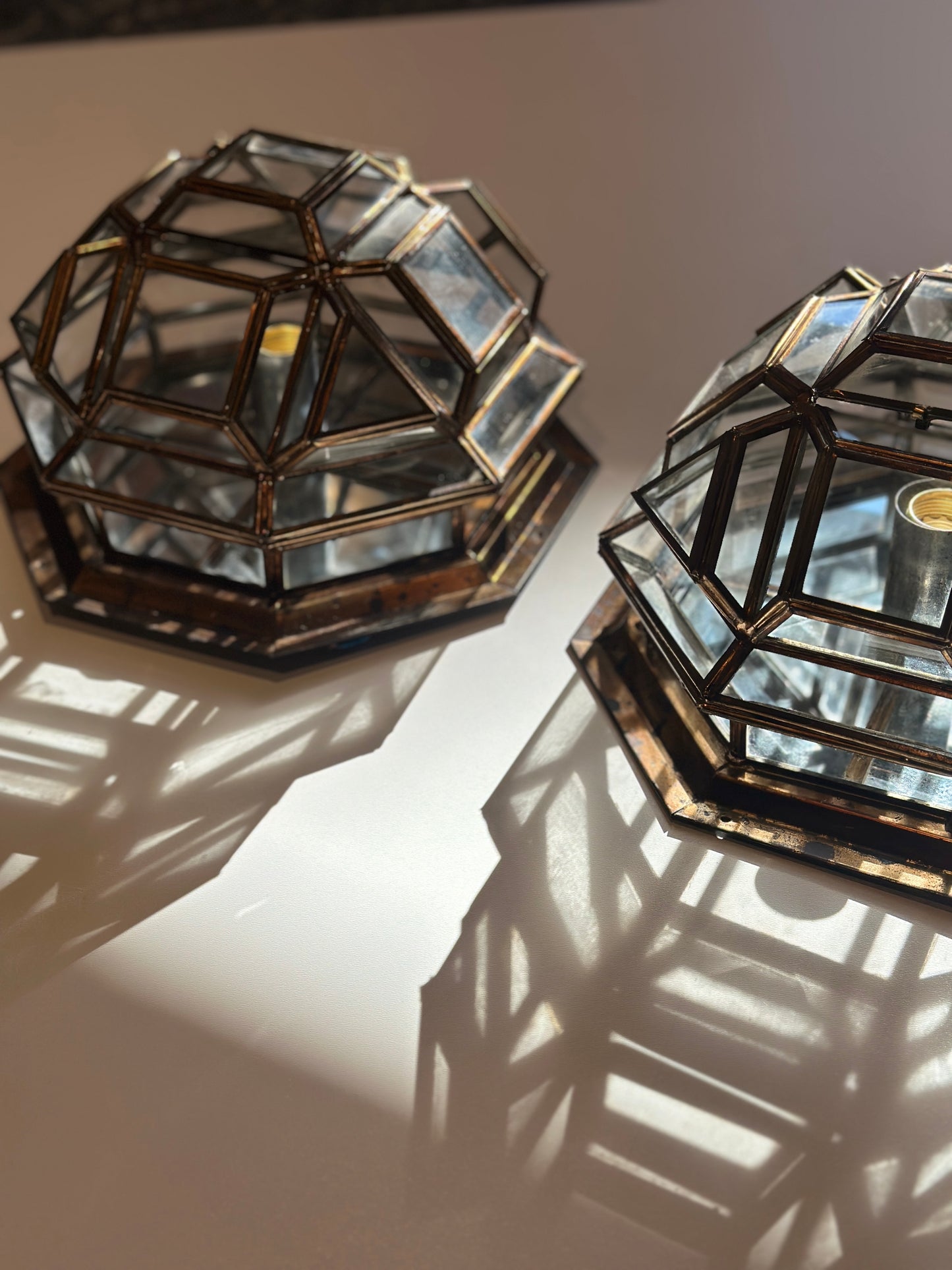 Art Deco Lights in Brass and Glass