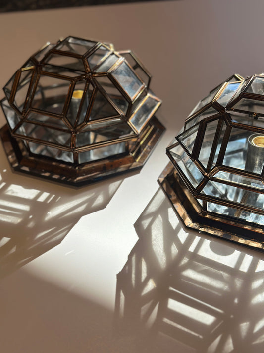 Art Deco Lights in Brass and Glass