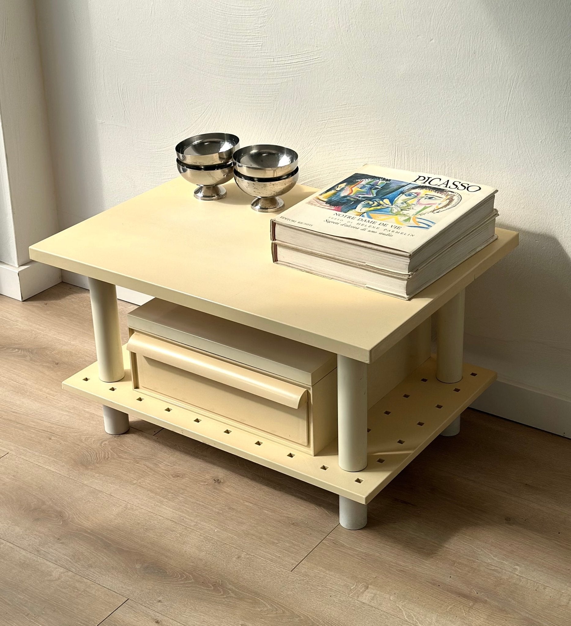 Postmodern Kartell Side Table / Media Cabinet with Drawer – Design by Simon Fussell - Lattico