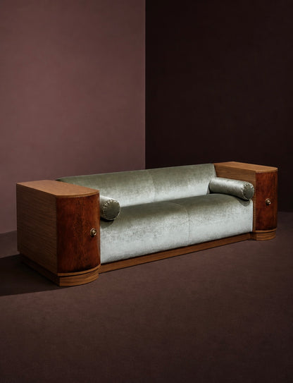 Art Deco Sofa in Green Velvet
