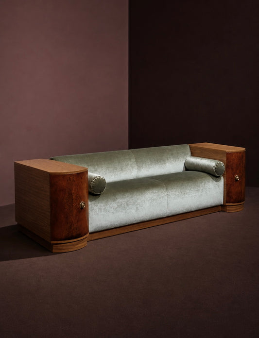 Art Deco Sofa in Green Velvet
