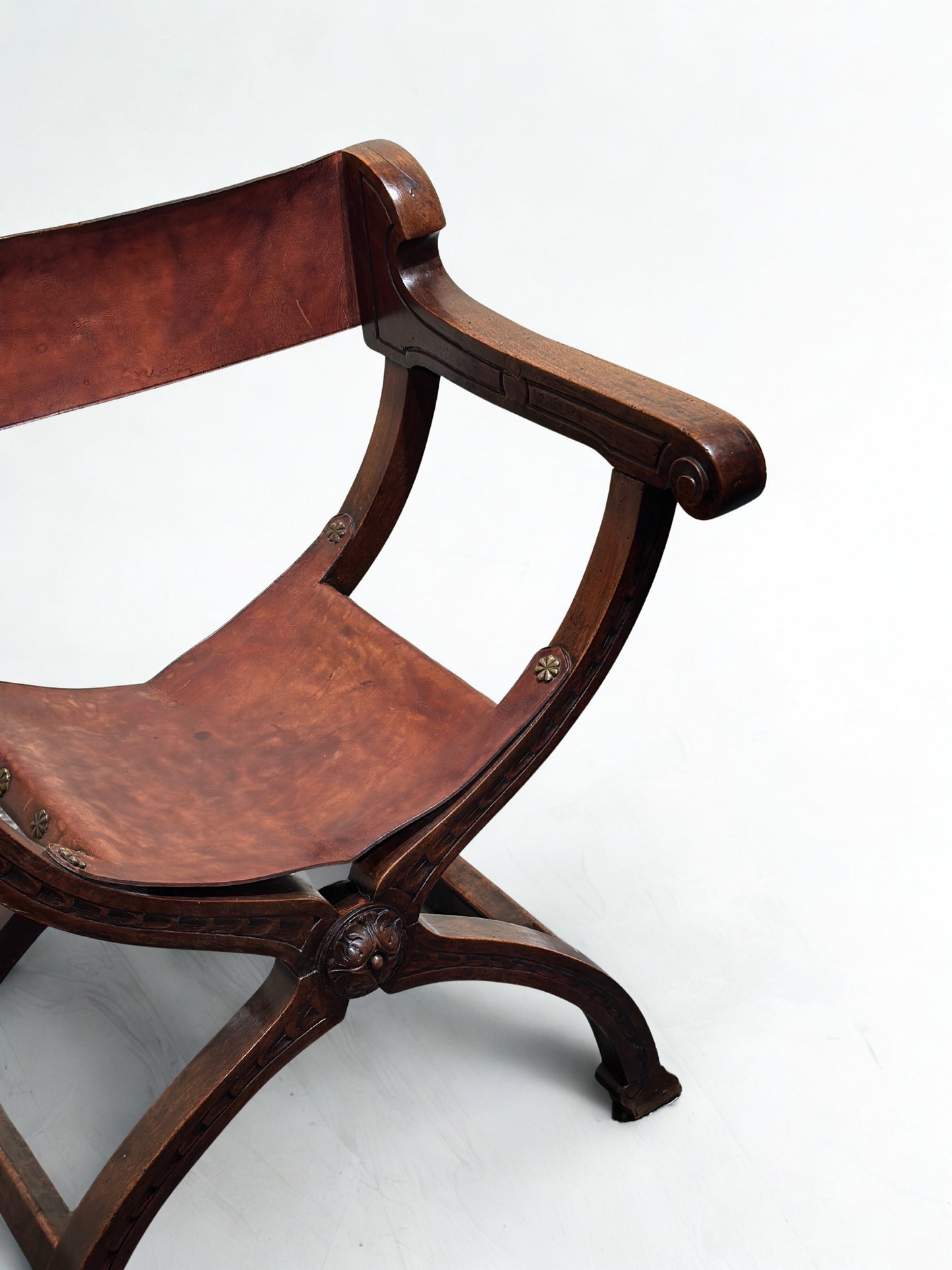 Antique French Savonarola Throne Chair