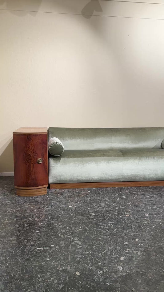 Art Deco Sofa in Green Velvet
